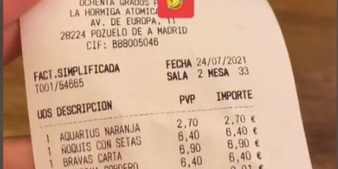 Un cliente pide unas bravas en un bar de Madrid y no da crédito a lo que encuentra en el ticket