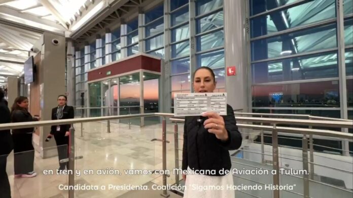 Desde el AIFA y en vuelo de Mexicana de Aviación: así viajó Claudia Sheinbaum a Quintana Roo