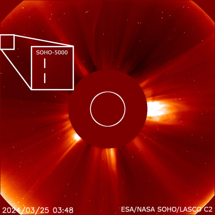 El Observatorio Solar de la ESA y la NASA descubre su cometa número 5.000