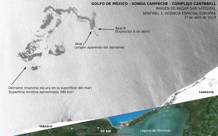 Denuncian derrame de petróleo cerca de plataforma de Pemex en Campeche