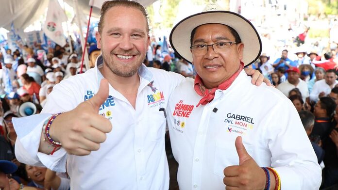 Gabriel del Monte y Santiago Taboada ofrecen agua potable, transporte y seguridad en Xochimilco