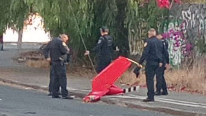 Revelan las primeras fotos del helicóptero que se estrelló en la Avenida del Imán, en Coyoacán