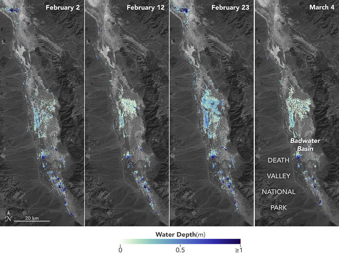 El satélite FODA ayuda a medir la profundidad del lago temporal del Valle de la Muerte