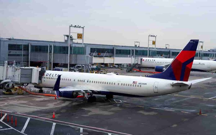 Tobogán de emergencia cae de avión de Delta tras despegar