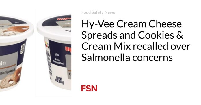 Retiran del mercado productos para untar de queso crema y mezcla de galletas y crema Hy-Vee por preocupaciones sobre Salmonella