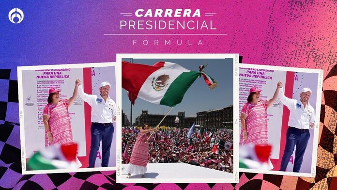 Al grito de ‘Xóchitl Gálvez presidenta’, Marea Rosa desborda el Zócalo capitalino