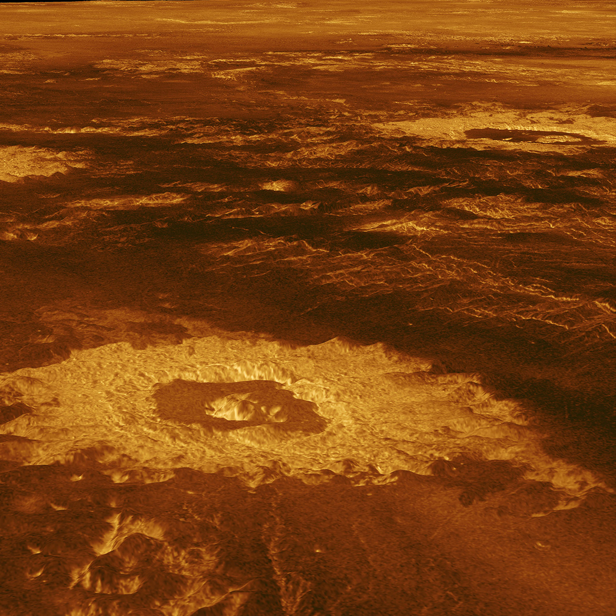 Tres cráteres de impacto en Lavinia Planitia de Venus