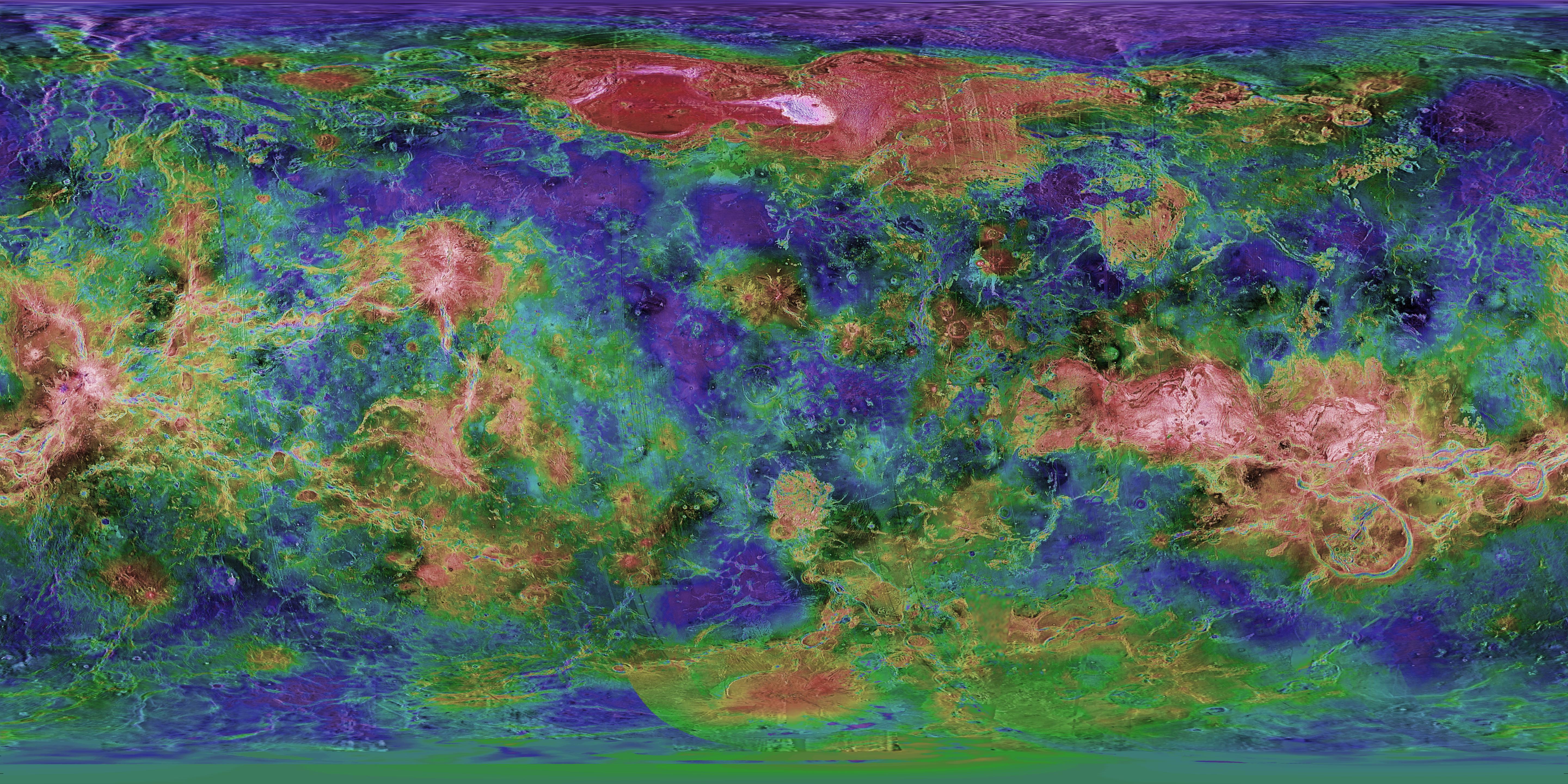 Un mapa topográfico de Venus basado en datos del radar de Magallanes