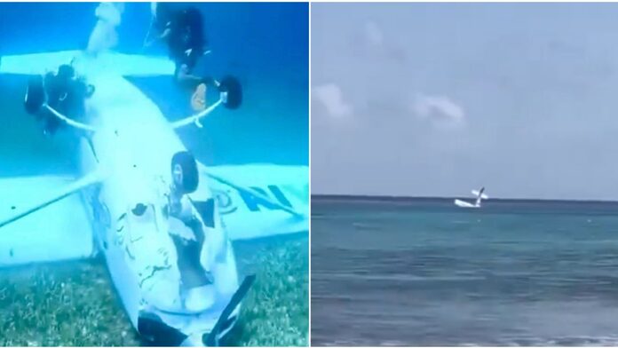 VIDEO: Avioneta se estrella en el mar de Cozumel