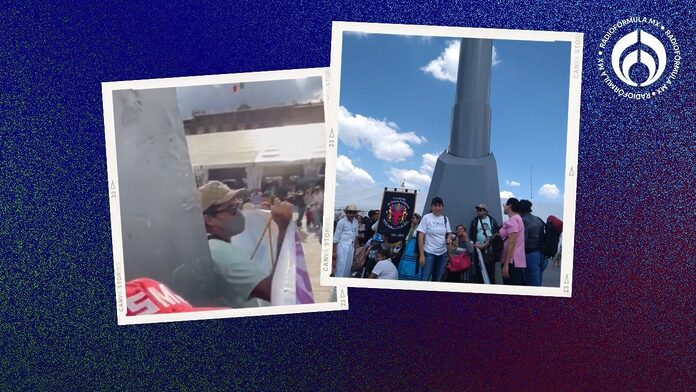 (VIDEO) Familiares de desaparecidos ‘toman’ el asta bandera del Zócalo; acusan amenazas