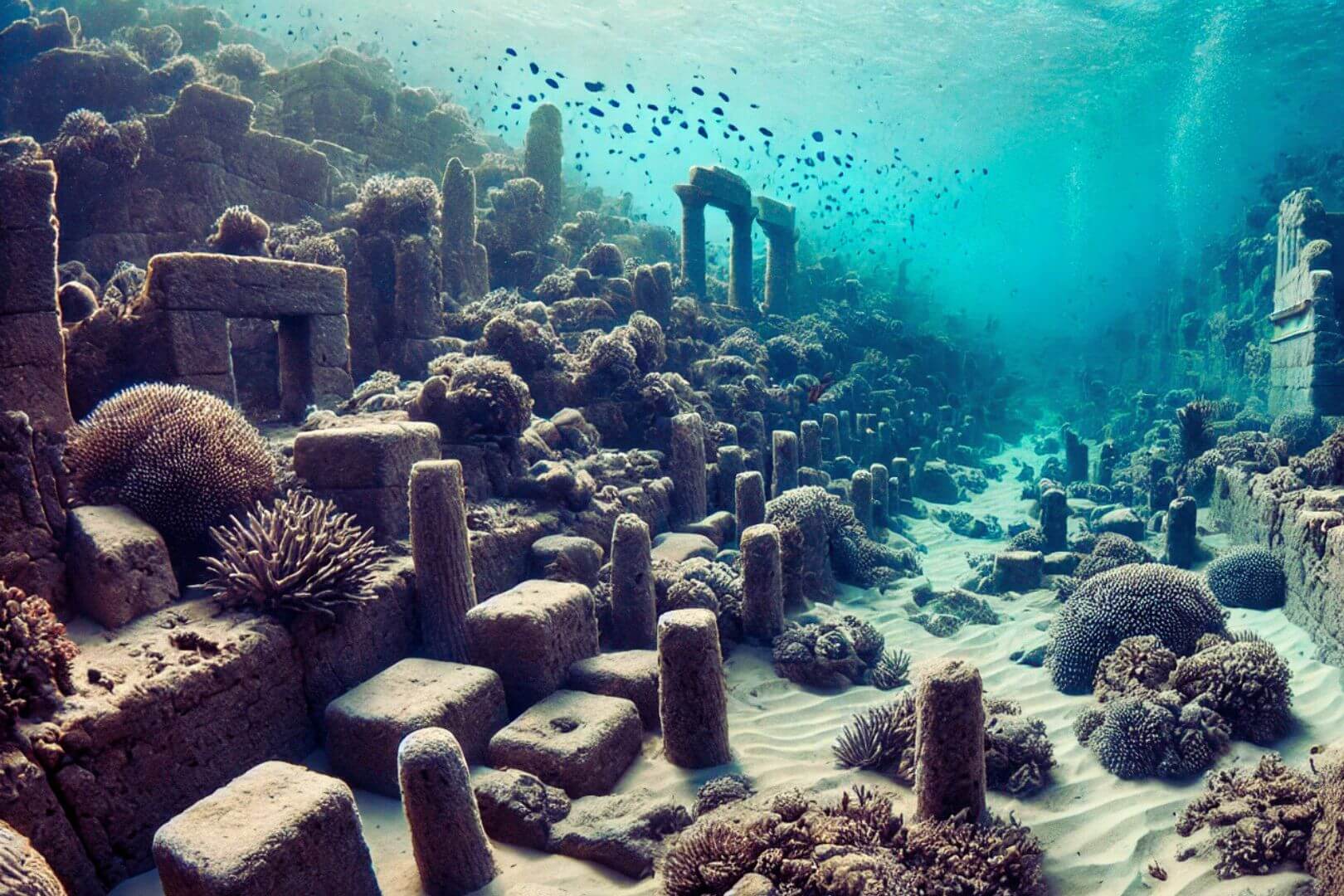 Las ruinas del puerto romano en Pozzuoli